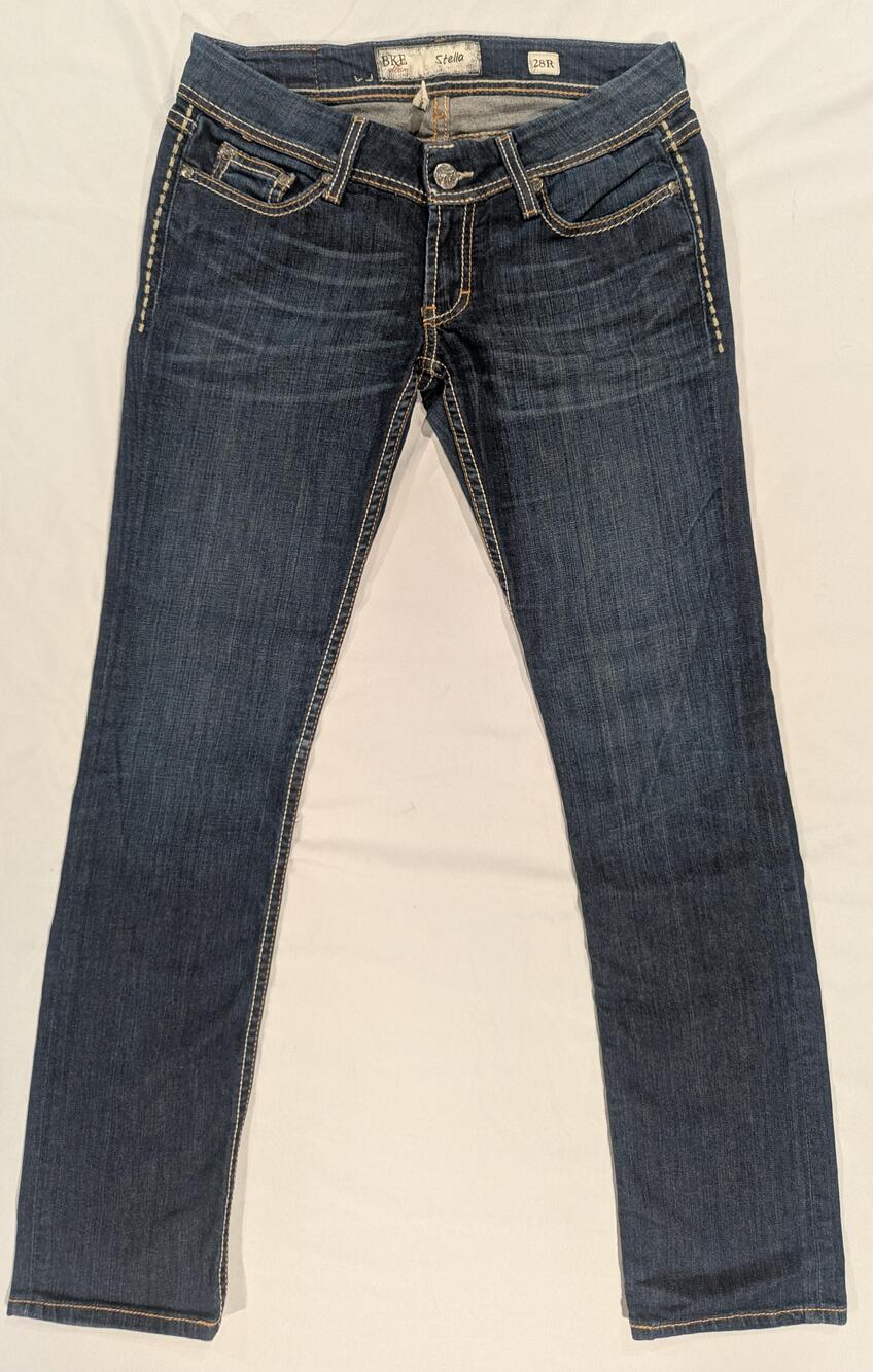 BKE Stella Jeans Womens 28R Blue Med Wash Low Rise Straight Stretch Denim